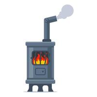 Iron stove with a pipe. vector
