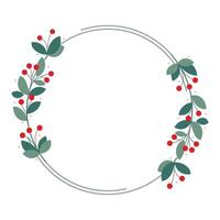 Circle Frame With Beautiful Red Cherry Berries And Green Leaves vector