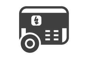 Black icon generator to generate electricity in case of power outage. vector