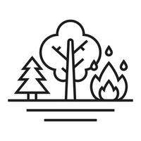 linear icon fire in the forest. vector