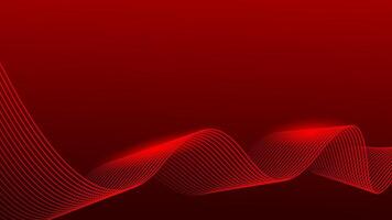 Abstract wavy lines on dark red gradient background. Dynamic flowing glowing lines background. illustration vector