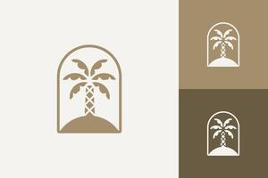 Palm tree with frame icon logo design isolated graphic vector