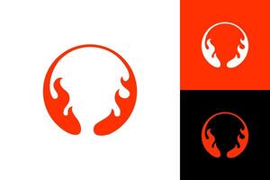 Fire flame circle frame icon logo design isolated vector
