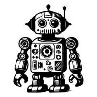 Robot Icon Hand drawn illustration black and white vector