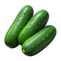 3D Render of Three Cucumbers png