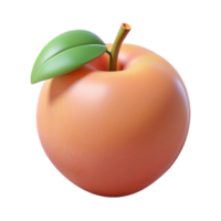 3D Render of a Peach with Leaf png