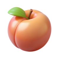 3D Render of a Peach with Leaf png
