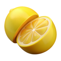 3D Lemon Illustration, Sliced Citrus Fruit png