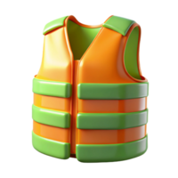 Orange and Green Life Vest 3D Render png