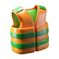 Orange and Green Life Vest 3D Render png