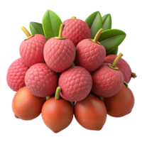 3D Render of Lychees and Fruit Cluster png