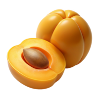 3D Render Apricot Halved Fruit Illustration png