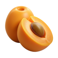 3D Render of Apricots, Halved Fruit png
