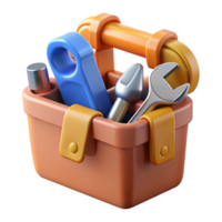 3D Illustration of Tools in a Toolbox png