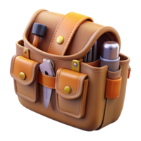 3D Render of a Tan Leather Tool Bag png