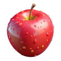 Red Apple 3D Render with Water Droplets png