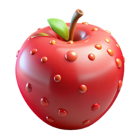 3D Render Red Apple with Droplets Illustration png