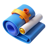 Abstract 3D Render Blue Rolled Object png