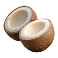 3D Render of Two Halved Coconuts png