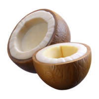 3D Render of Split Coconut Half Shells png