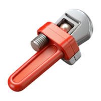 3D Render of Red Adjustable Wrench png