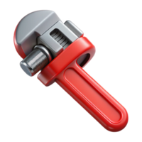 3D Render Red Adjustable Wrench Tool png
