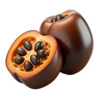 3D Render of Tropical Fruit, Cut Open to Show Seeds png
