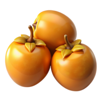 3D Render of Three Shiny Persimmons png