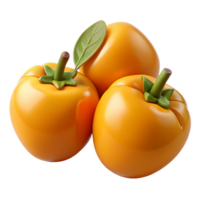 3D Render of Three Ripe Persimmons png