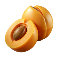 3D Render of Apricots, Halved Fruit png