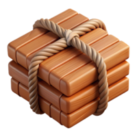 3D Render Stacked Wooden Blocks Bound by Rope png