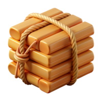 3D Render Stacked Wooden Blocks Rope png