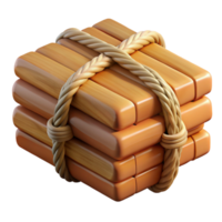 3D Render Wooden Blocks Bound by Rope png