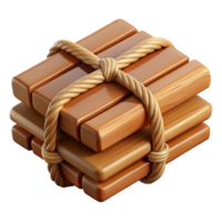 3D Render Stacked Wooden Blocks Bound with Rope png