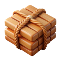 3D Render Wooden Blocks Bound by Rope png