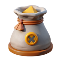 3D Render of a Sack of Gold png