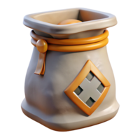 3D Render of a Beige Sack with Orange Accents png