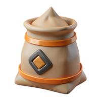 3D Render of a Beige Sack with Orange Bands png