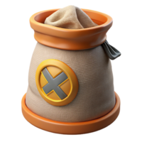 3D Render of a Fabric Sack with X Mark png