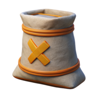 3D Render Sack Bag with X Mark Illustration png