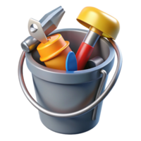 3D Render of Tools in a Bucket png