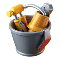 3D Render of Tools in a Bucket png