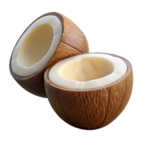 3D Render of Two Halved Coconuts png