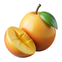 3D Render of a Mango Sliced Open png
