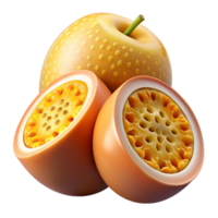 3D Render Passion Fruit and Apple Fusion png