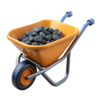 3D Render Wheelbarrow with Rocks png
