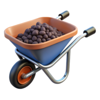 3D Render Wheelbarrow with Rocks Illustration png