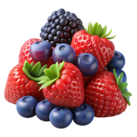 3D Render of Berries Mix png