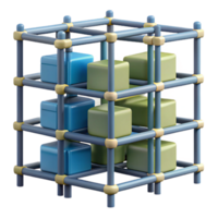 3D Render Cubes in Frame Structure png