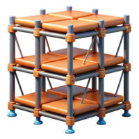 3D Render Orange Padded Modular Cube Structure png